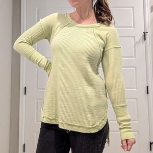 Soft Surroundings Kaydence Waffle Knit Thermal Long Sleeve High Low Tunic Shirt